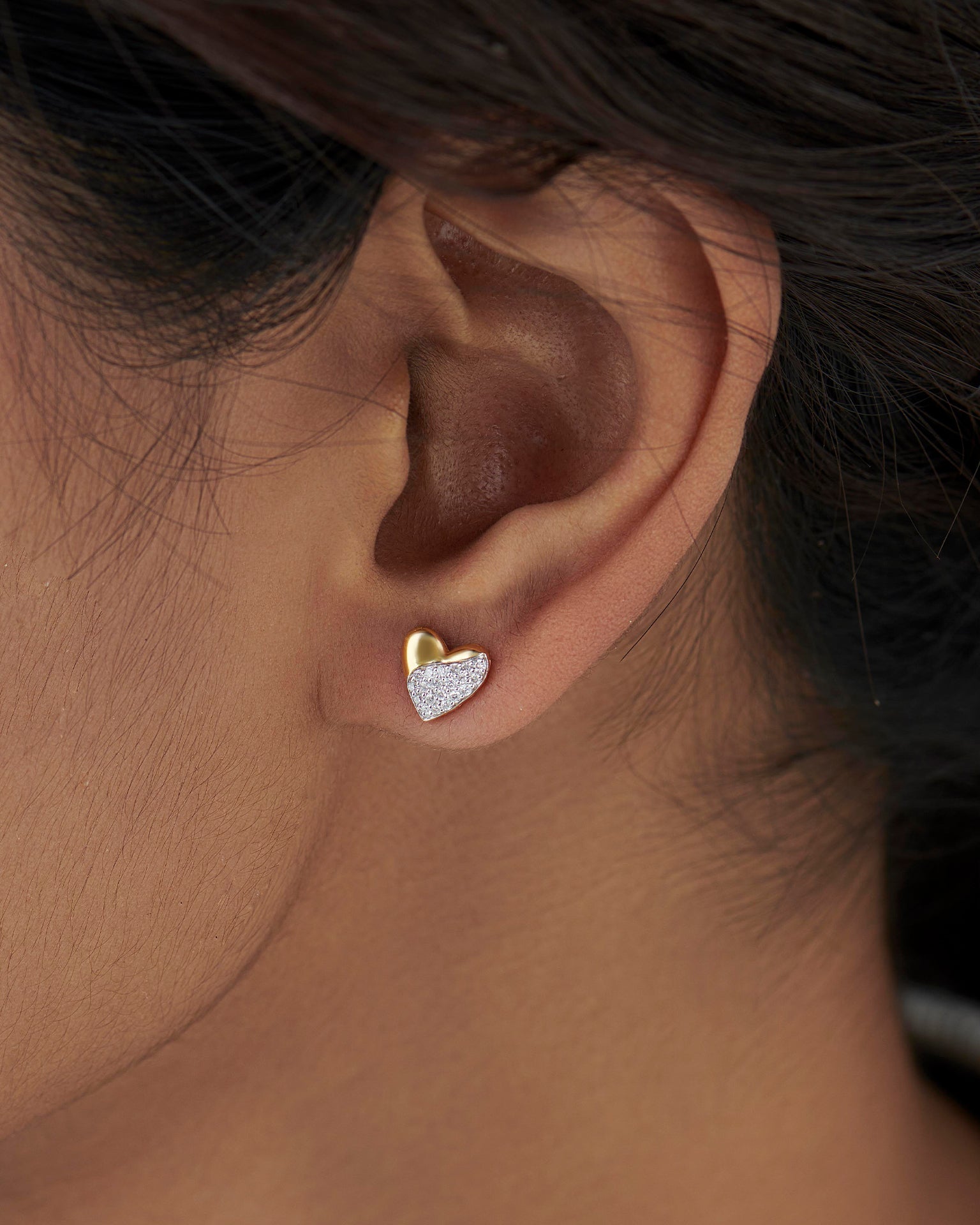 Soft Heart Diamond Studs, 14K Solid Gold, 1/5 ct Lab Grown Diamond-2