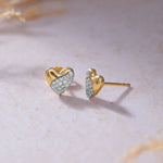 Soft Heart Diamond Studs, 14K Gold Vermeil, 1/5 ct Lab Grown Diamond-5