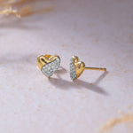 Soft Heart Diamond Studs, 14K Gold Vermeil, 1/5 ct Lab Grown Diamond-5
