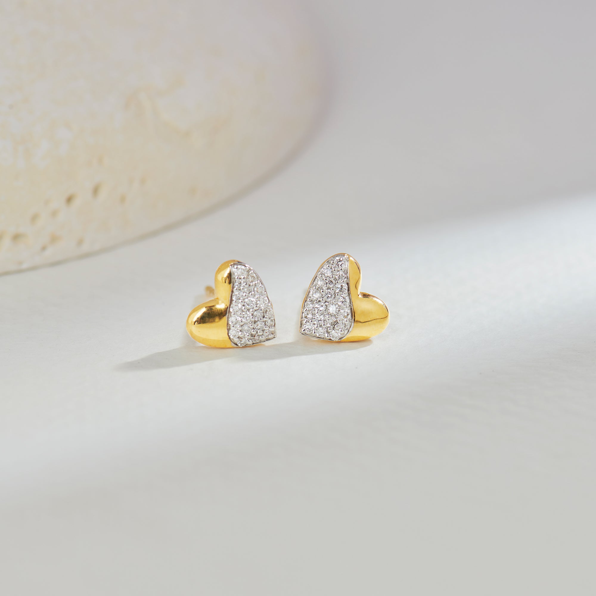 Soft Heart Diamond Studs, 14K Solid Gold, 1/5 ct Lab Grown Diamond-1
