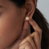 Beaded Halo Studs, 14K Gold Vermeil, 1/5 ct Lab Grown Diamond-4