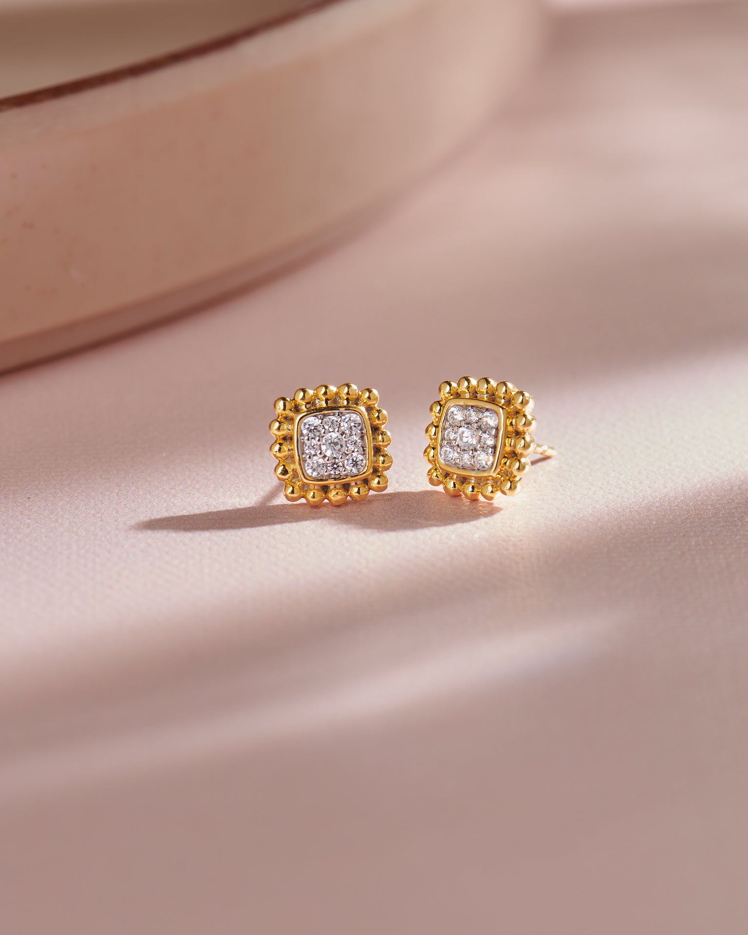 Beaded Halo Studs, 14K Gold Vermeil, 1/5 ct Lab Grown Diamond-5