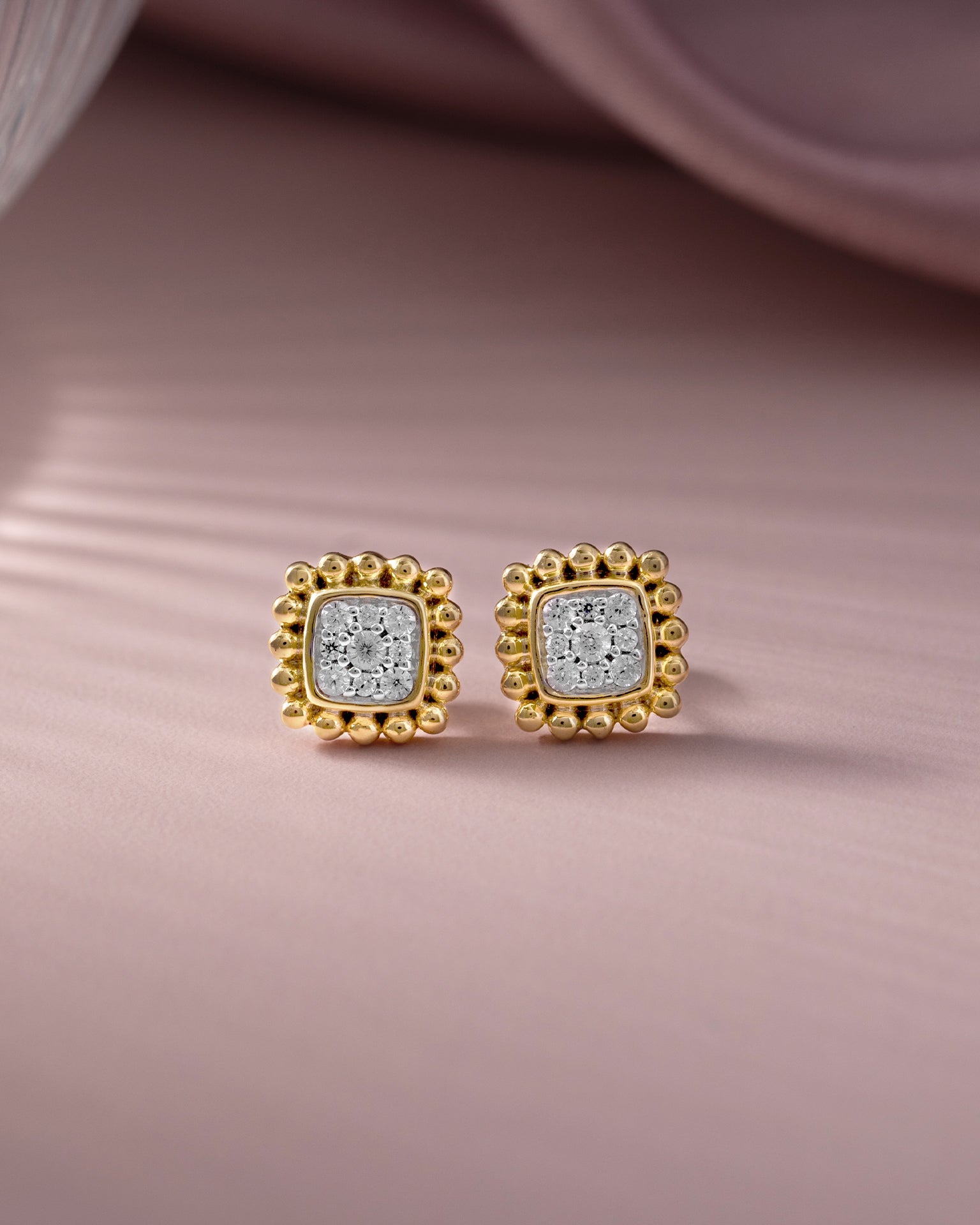 Beaded Halo Studs, 14K Solid Gold, 1/5 ct Lab Grown Diamond-6