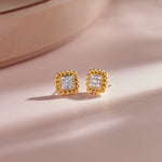 Beaded Halo Studs, 14K Solid Gold, 1/5 ct Lab Grown Diamond-1