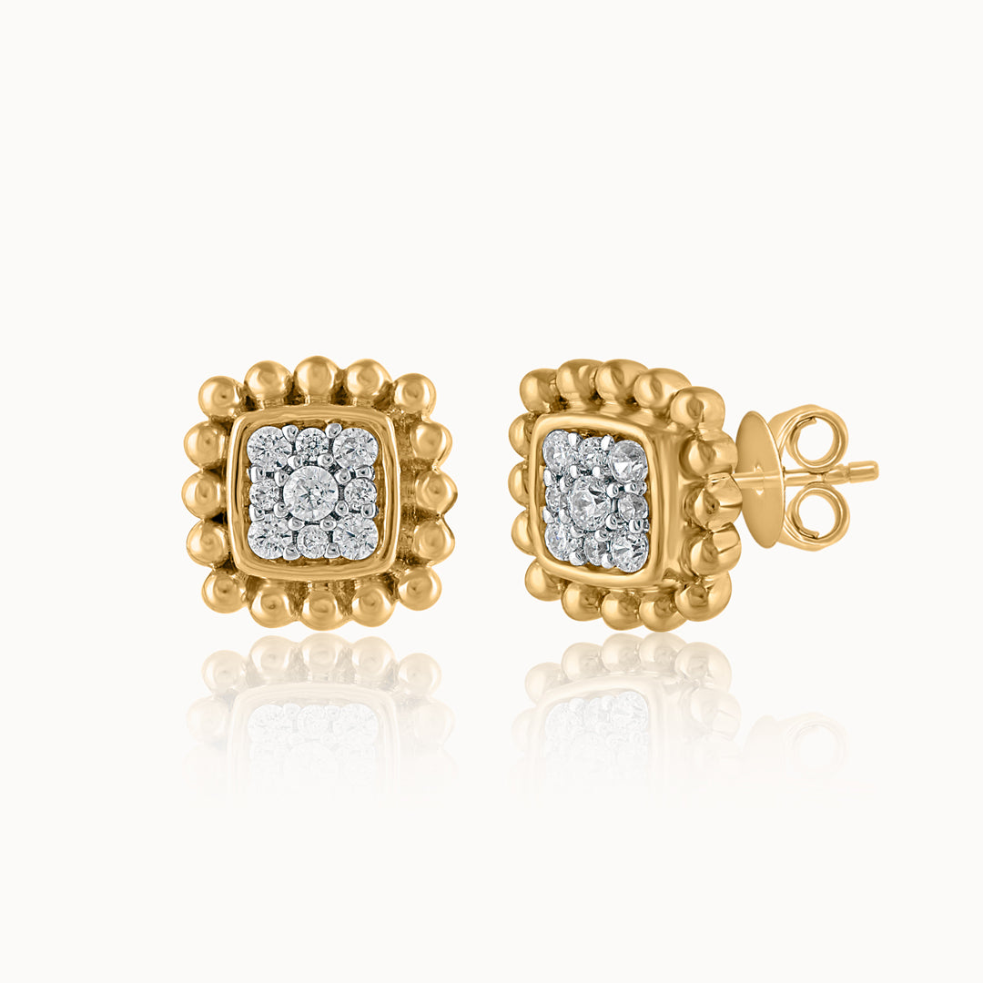 Beaded Halo Studs, 14K Gold Vermeil, 1/5 ct Lab Grown Diamond-3