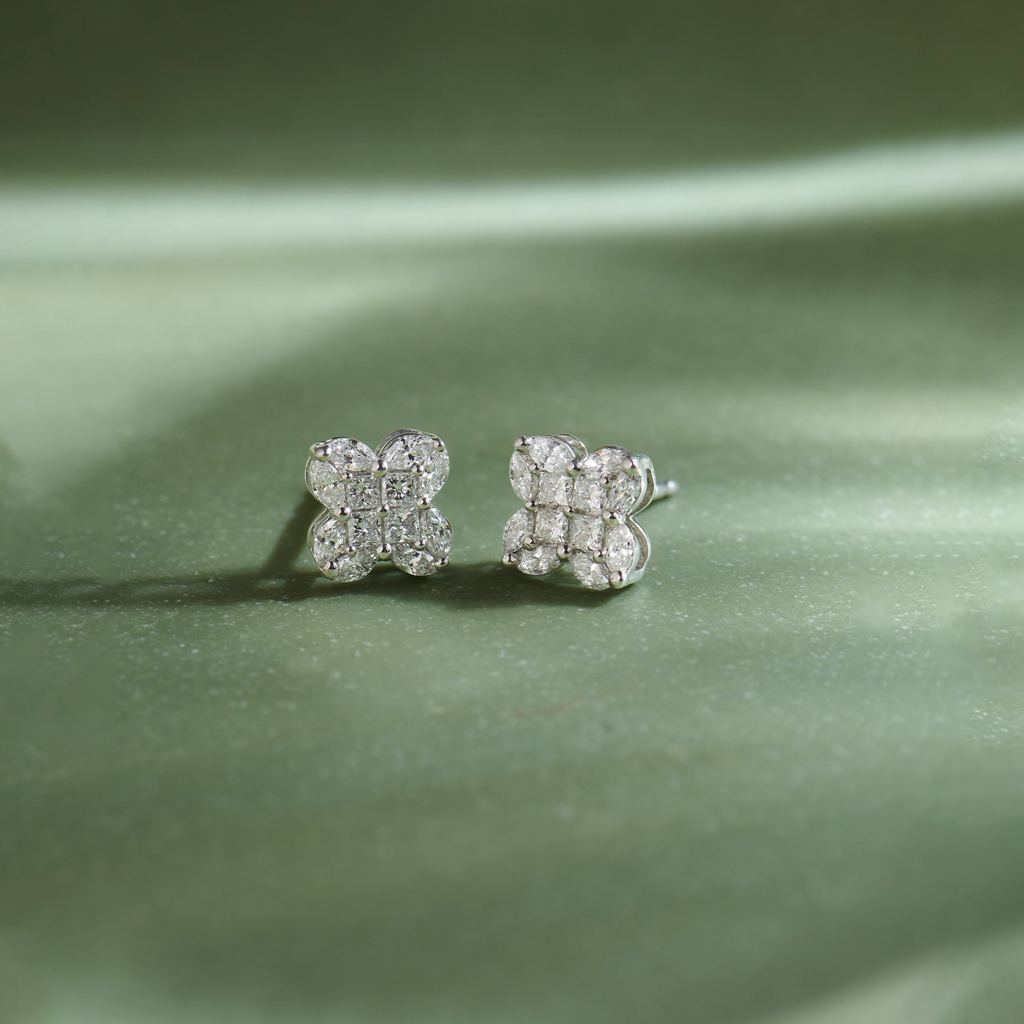 Blooming Diamond Studs, 14K Solid Gold, 7/8 ct Lab Grown Diamond-1