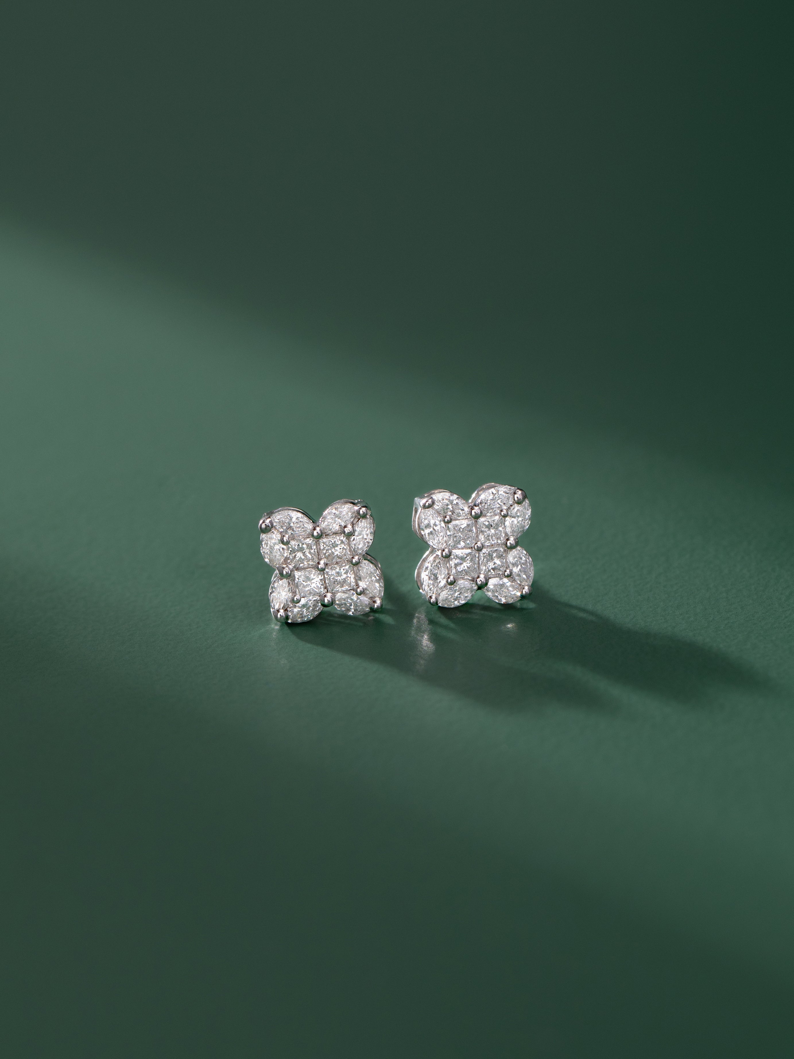 Blooming Diamond Studs, 14K Solid Gold, 7/8 ct Lab Grown Diamond-5