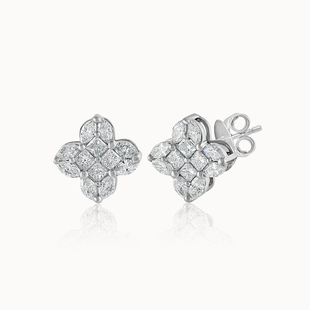 Blooming Diamond Studs, 14K Solid Gold, 7/8 ct Lab Grown Diamond-3