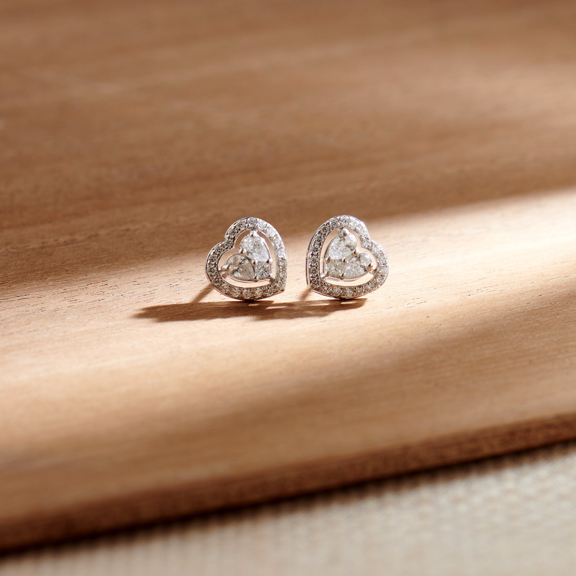 Timeless Diamond Heart Studs, Sterling Silver, 5/8 ct Lab Grown Diamond-1