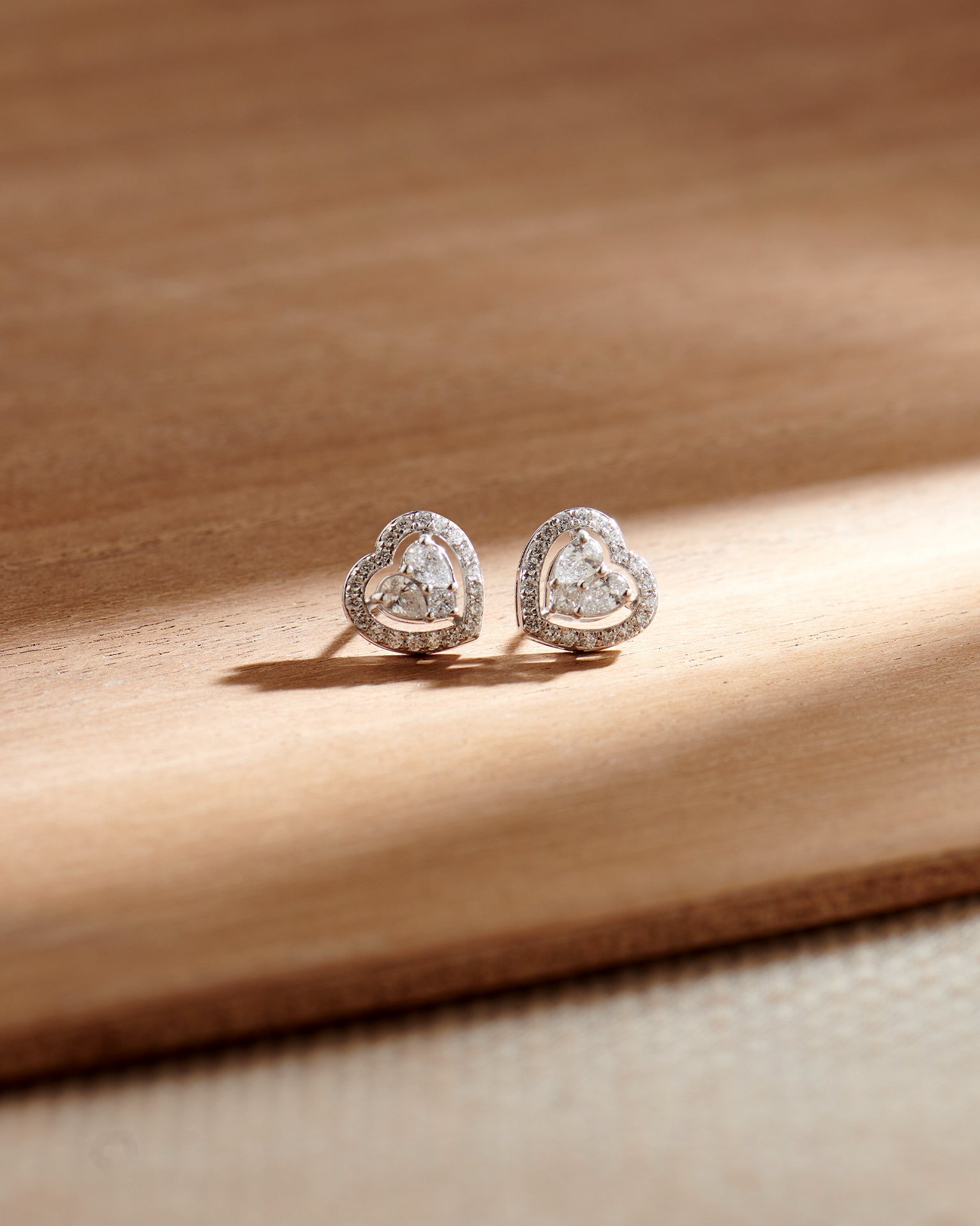 Timeless Diamond Heart Studs, Sterling Silver, 5/8 ct Lab Grown Diamond-6
