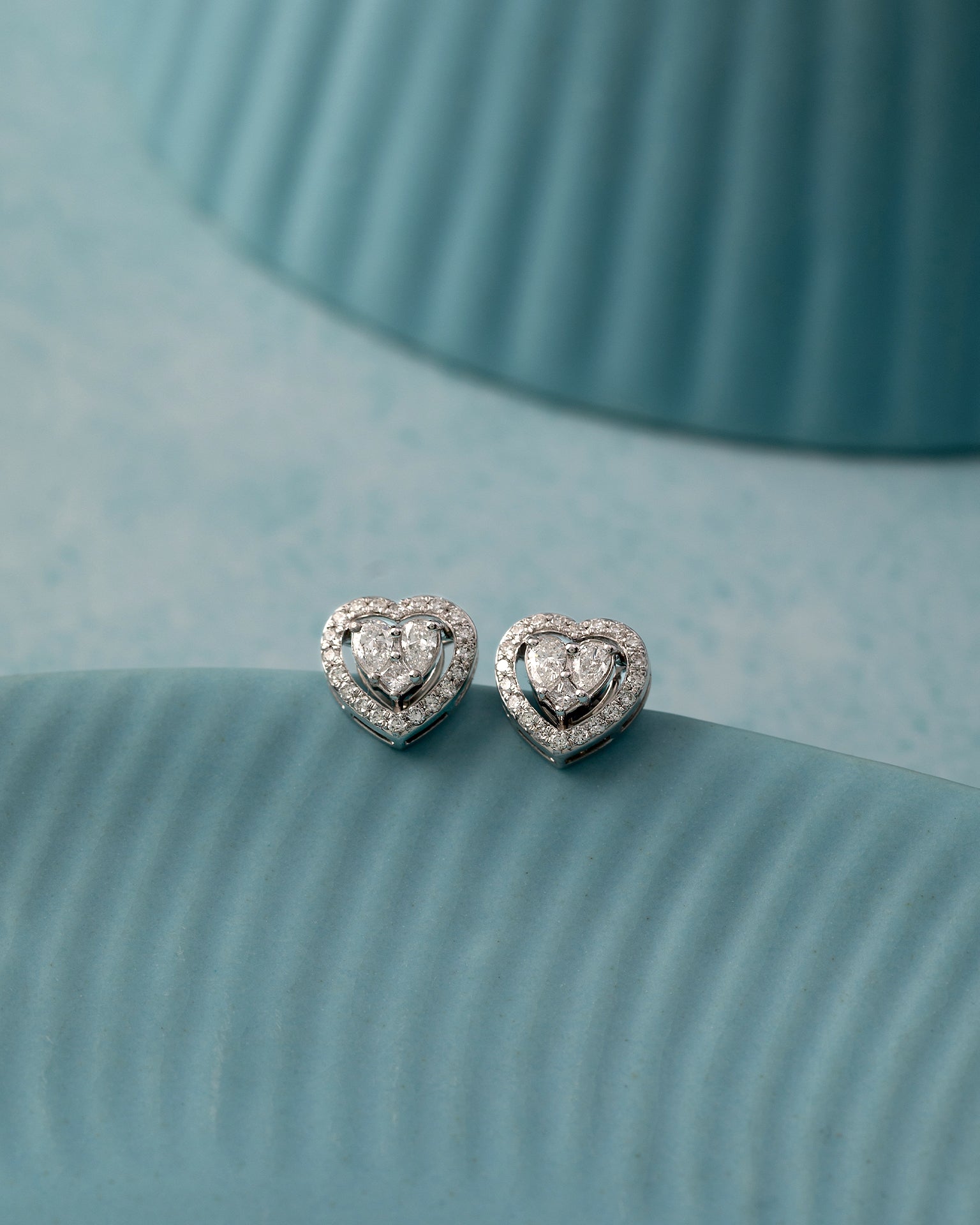 Timeless Diamond Heart Studs, Sterling Silver, 5/8 ct Lab Grown Diamond-5