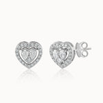 Timeless Diamond Heart Studs, Sterling Silver, 5/8 ct Lab Grown Diamond-3