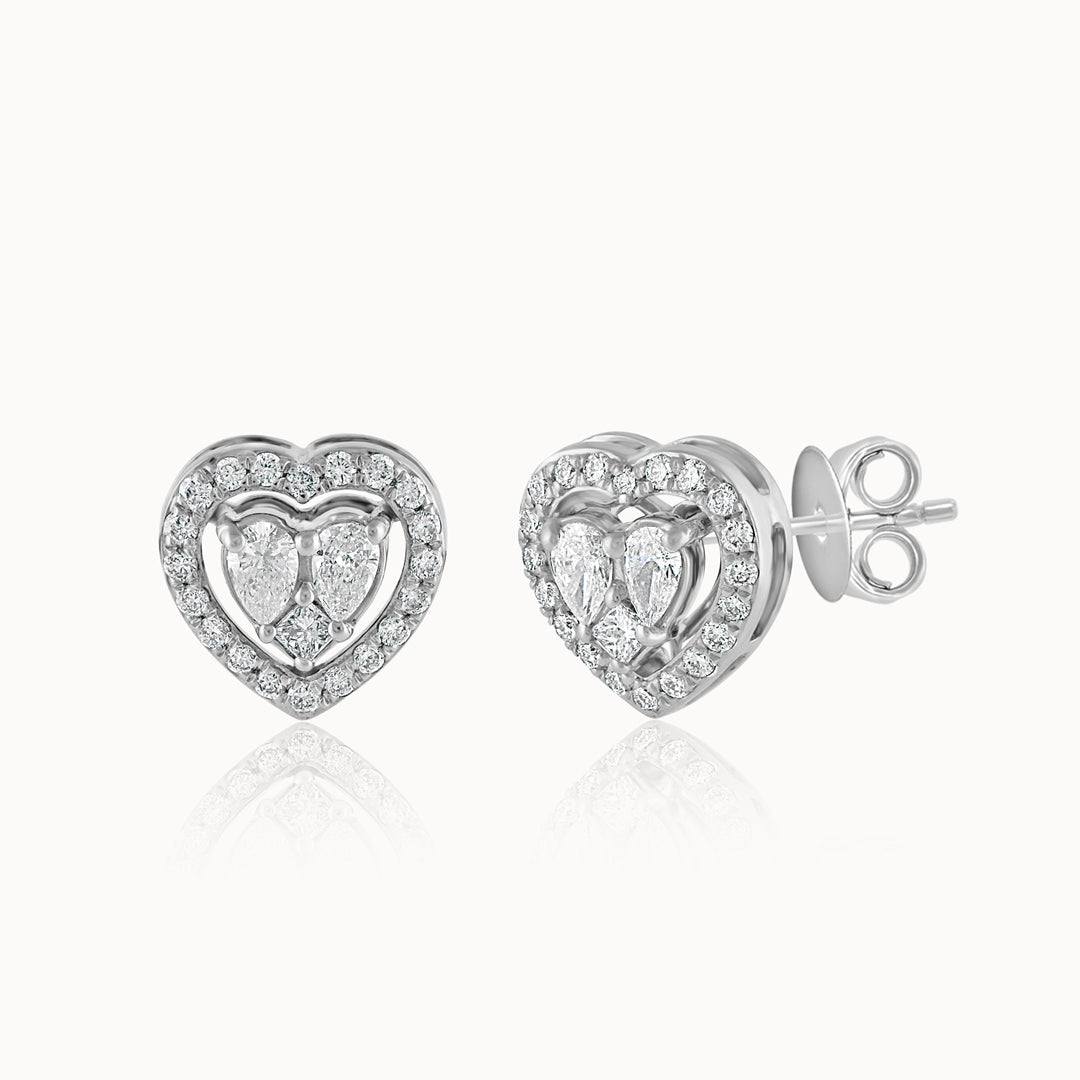 Timeless Diamond Heart Studs, 14K Solid Gold, 5/8 ct Lab Grown Diamond-3