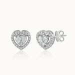 Timeless Diamond Heart Studs, Sterling Silver, 5/8 ct Lab Grown Diamond-3