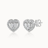 Timeless Diamond Heart Studs, Sterling Silver, 5/8 ct Lab Grown Diamond-3