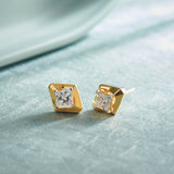 Faceted Solitaire Studs, 14K Gold Vermeil, 7/8 ct Lab Grown Diamond-8