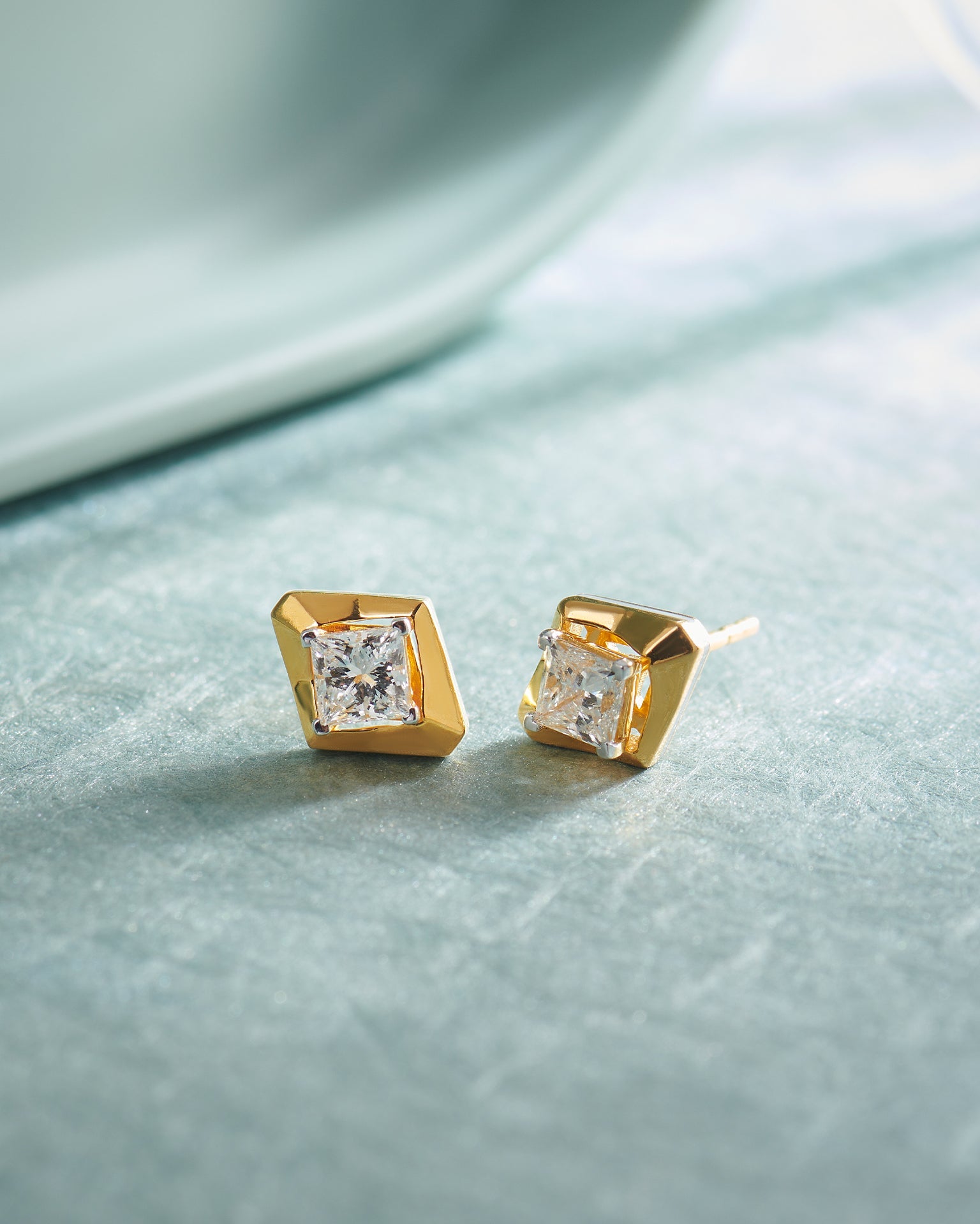 Faceted Solitaire Studs, 14K Gold Vermeil, 7/8 ct Lab Grown Diamond-8