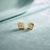 Faceted Solitaire Studs, 14K Solid Gold, 7/8 ct Lab Grown Diamond-1