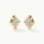 Faceted Solitaire Studs, 14K Gold Vermeil, 7/8 ct Lab Grown Diamond-3