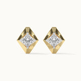 Faceted Solitaire Studs, 14K Gold Vermeil, 7/8 ct Lab Grown Diamond-5