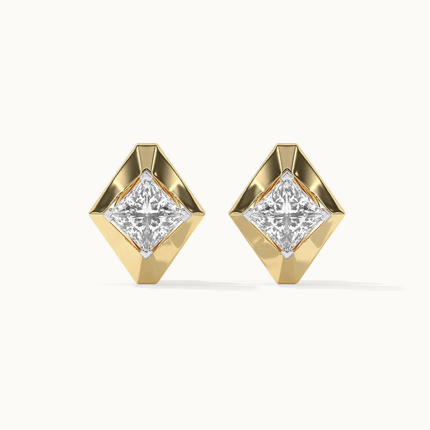 Faceted Solitaire Studs, 14K Gold Vermeil, 7/8 ct Lab Grown Diamond-5