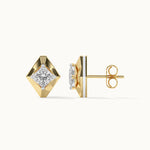Faceted Solitaire Studs, 14K Gold Vermeil, 7/8 ct Lab Grown Diamond-6