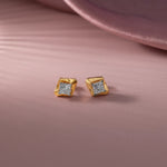 Faceted Solitaire Studs, 14K Gold Vermeil, 7/8 ct Lab Grown Diamond-7