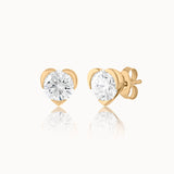 Fine Heart Solitaire Stud Earrings
