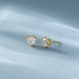 Fine Heart Solitaire Stud Earrings