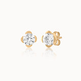 Round Solitaire Clover Stud Earrings