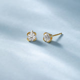 Round Solitaire Clover Stud Earrings