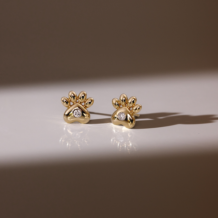 Golden Paw Diamond Studs