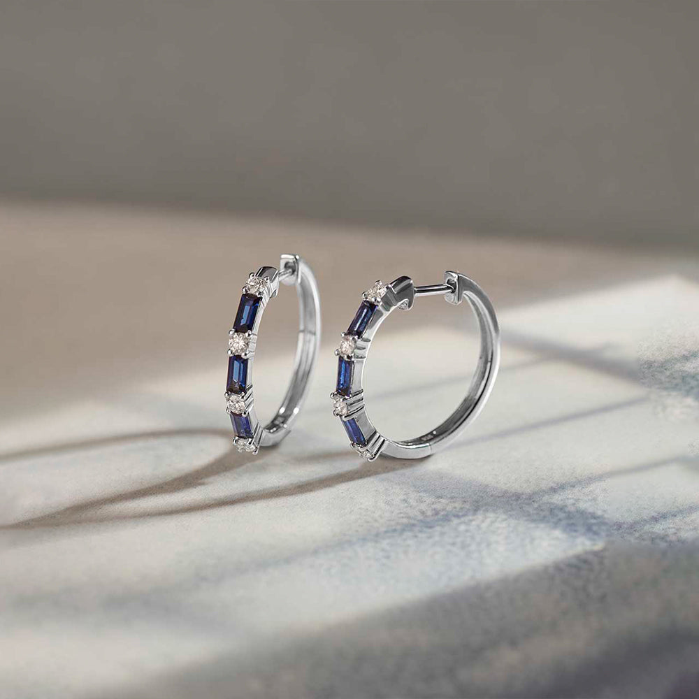 Single Row Station Diamond Hoops, Sterling Silver, 1/3 ct Lab Grown Diamond-1