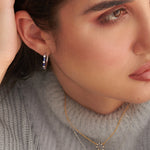 Single Row Station Diamond Hoops, Sterling Silver, 1/3 ct Lab Grown Diamond-2