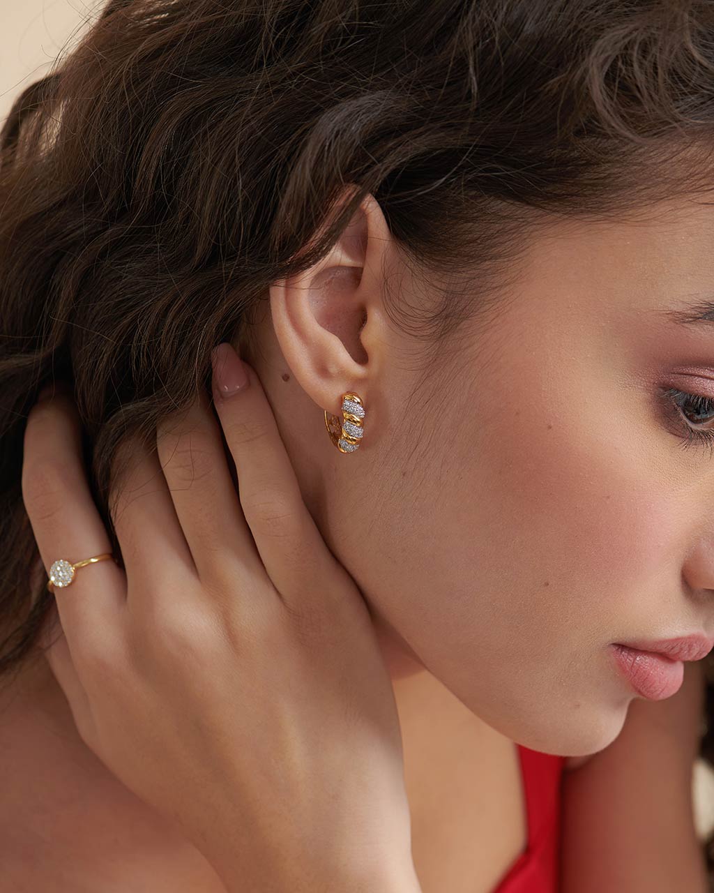 Classic Tidal Diamond Hoops, 14K Gold Vermeil, 1/2 ct Lab Grown Diamond-2