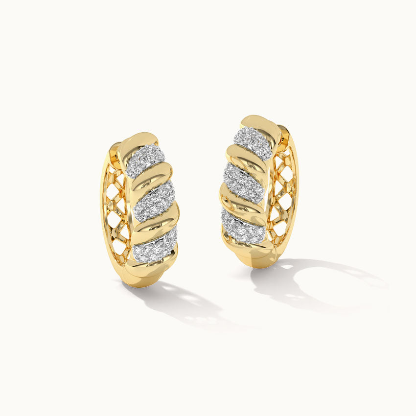 Classic Tidal Diamond Hoops, 14K Solid Gold, 1/2 ct Lab Grown Diamond-3