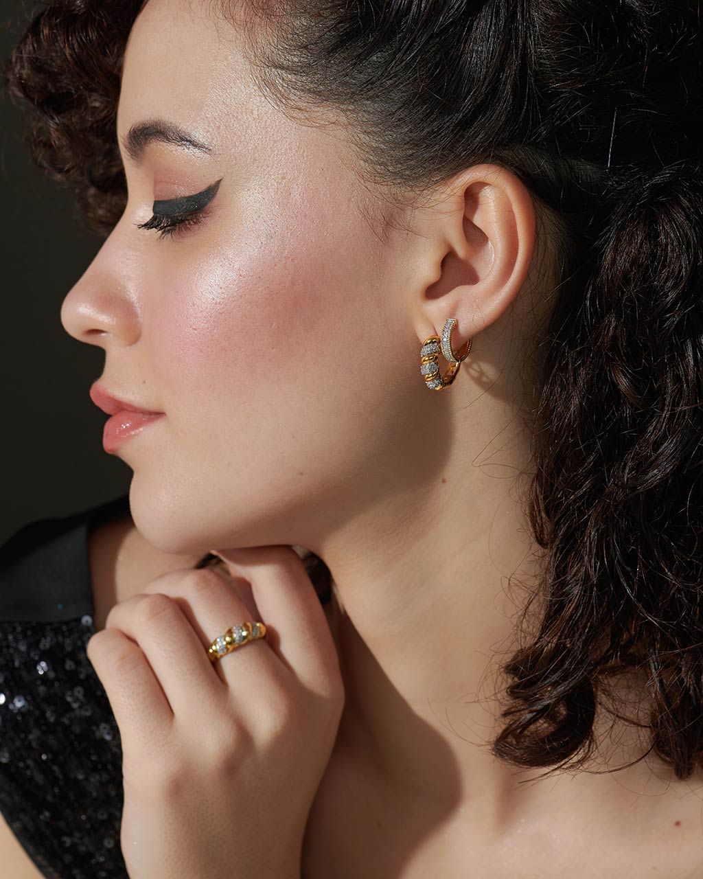 Classic Tidal Diamond Hoops, 14K Solid Gold, 1/2 ct Lab Grown Diamond-5