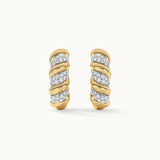 Classic Tidal Diamond Hoops, 14K Solid Gold, 1/2 ct Lab Grown Diamond-7