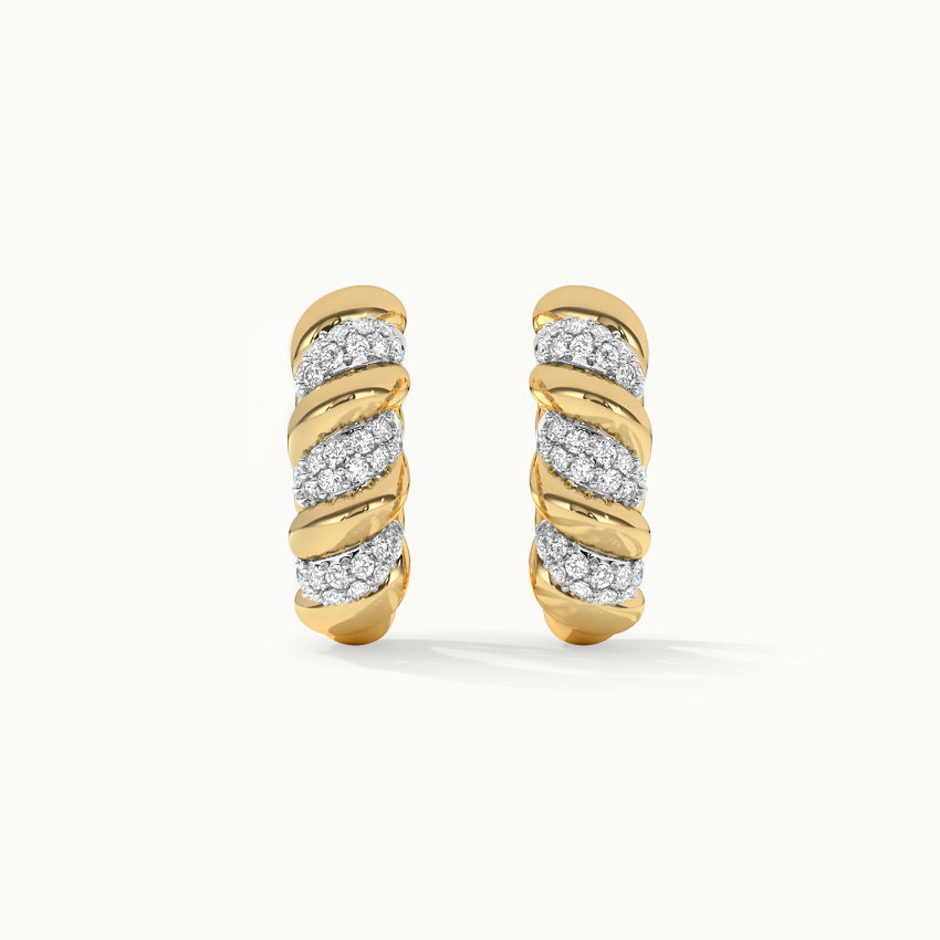 Classic Tidal Diamond Hoops, 14K Solid Gold, 1/2 ct Lab Grown Diamond-7