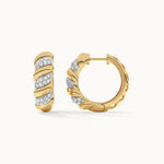 Classic Tidal Diamond Hoops, 14K Solid Gold, 1/2 ct Lab Grown Diamond-8