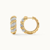 Classic Tidal Diamond Hoops, 14K Solid Gold, 1/2 ct Lab Grown Diamond-8