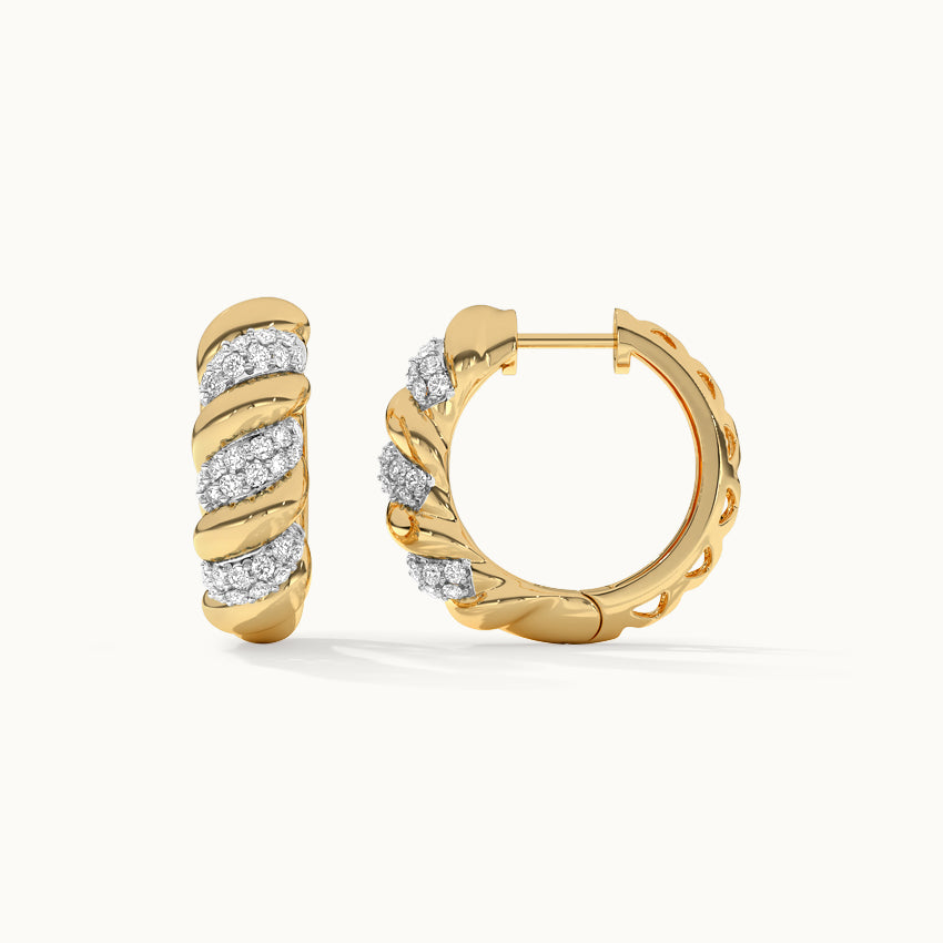 Classic Tidal Diamond Hoops, 14K Solid Gold, 1/2 ct Lab Grown Diamond-8
