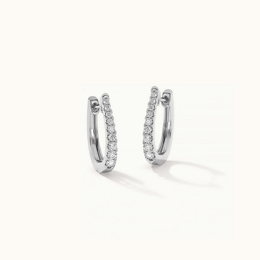 Tapered Line Small Hoops, 14K Solid Gold, 1/4 ct Lab Grown Diamond-3