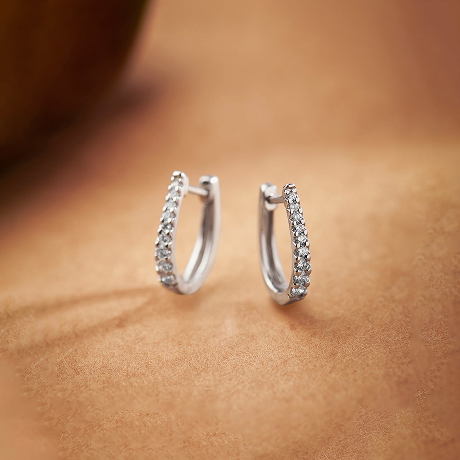 Tapered Line Small Hoops, Sterling Silver, 1/4 ct Lab Grown Diamond-1