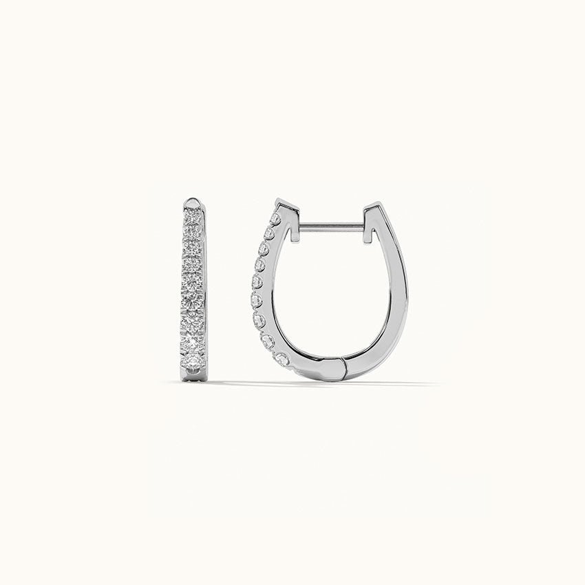 Tapered Line Small Hoops, 14K Solid Gold, 1/4 ct Lab Grown Diamond-5