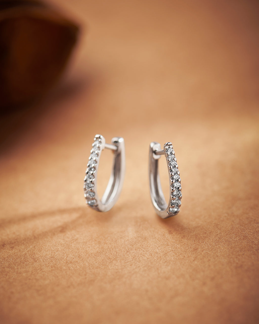 Tapered Line Small Hoops, Sterling Silver, 1/4 ct Lab Grown Diamond-4