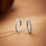 Tapered Line Small Hoops, Sterling Silver, 1/4 ct Lab Grown Diamond-4