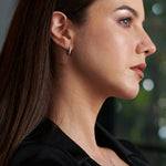 Tapered Line Small Hoops, Sterling Silver, 1/4 ct Lab Grown Diamond-2