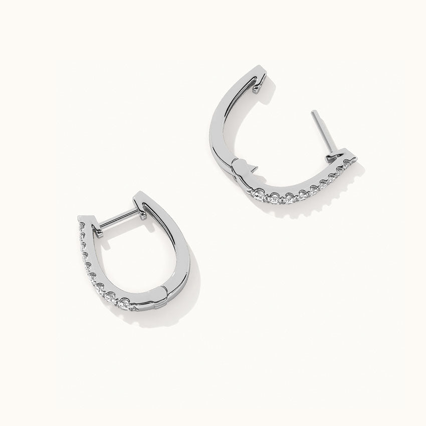 Tapered Line Small Hoops, 14K Solid Gold, 1/4 ct Lab Grown Diamond-6
