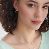 Classic Two Line Panaroma Diamond Hoops, Sterling Silver, 1 ct Lab Grown Diamond-2